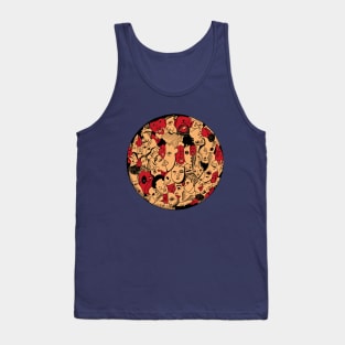 Red and Cream Many Faces Tank Top